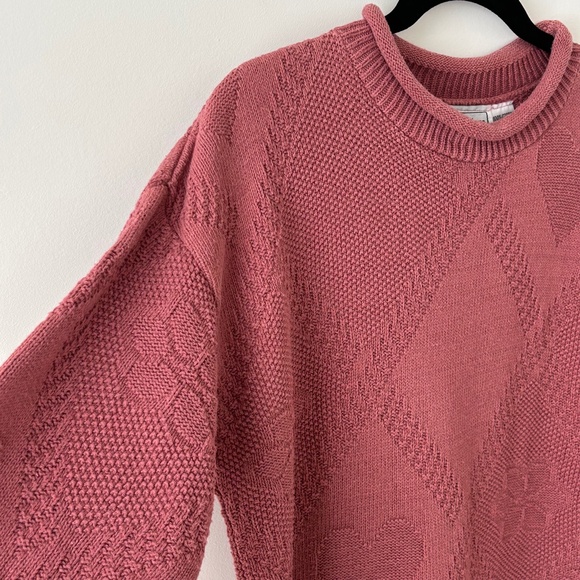Vintage 100% Cotton Flower & Heart Pink Sweater - Picture 9 of 16